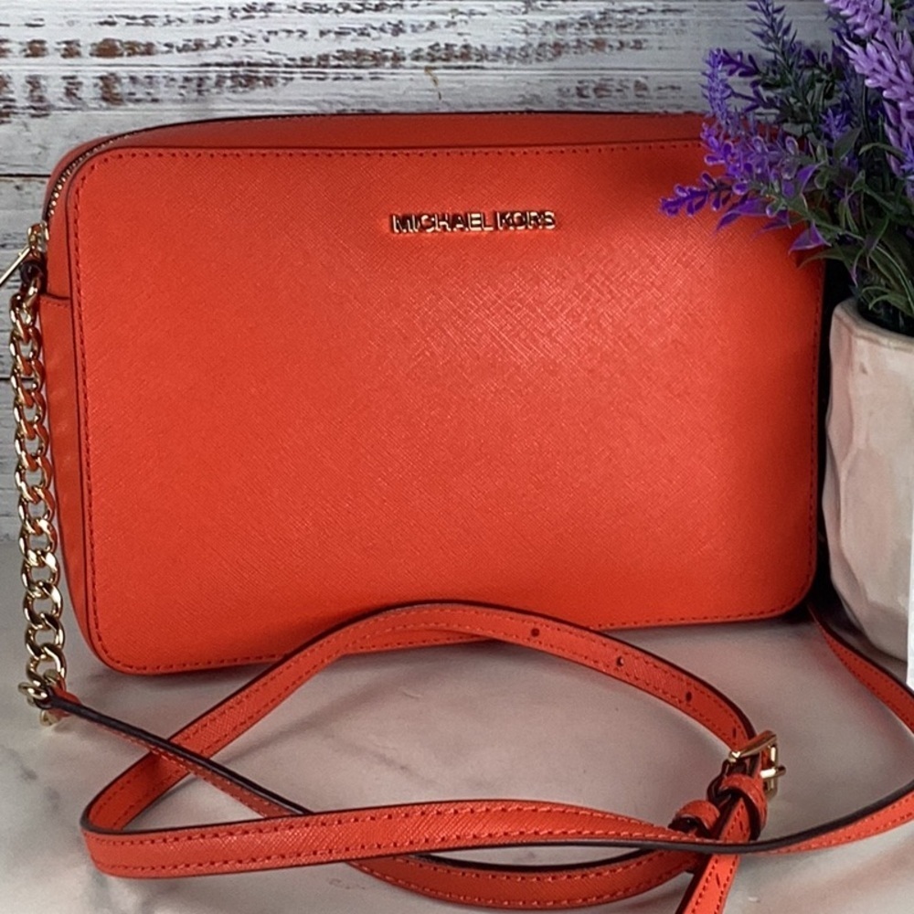 Michael Kors crossbody bag red orange summer small purse GUC‎ - Picture 3 of 11